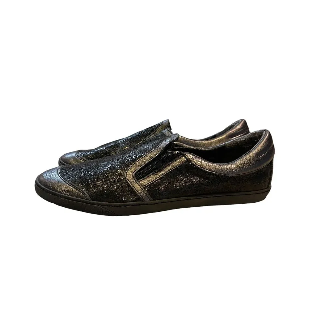 Sesto‎ Meucci Fiorin Black And Silver Slip On Sneaker Size 9 Retail $210